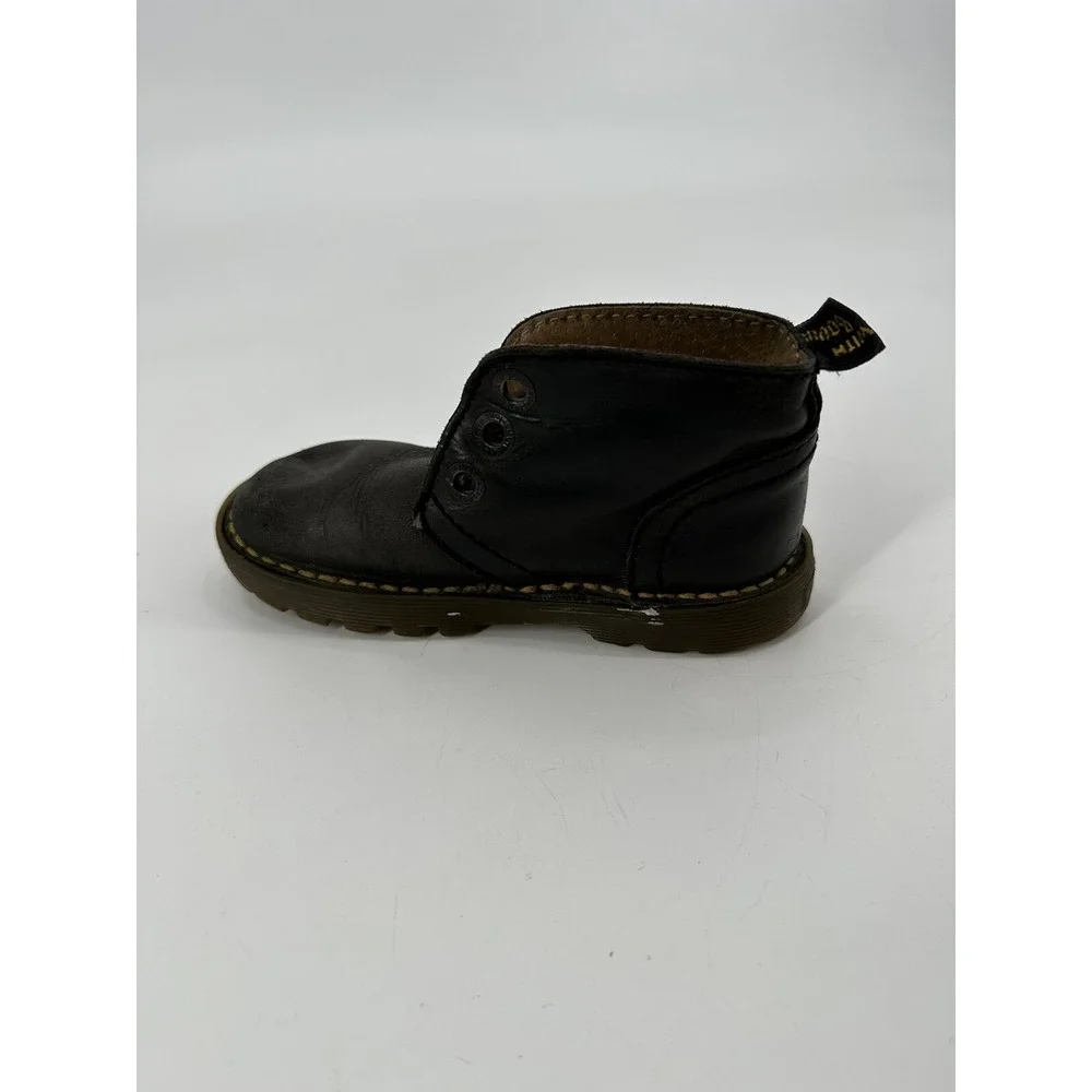 VTG Dr Martens 6453 AirWair Black Leather Ankle Boots Kids‎ Sz 9 Made in England